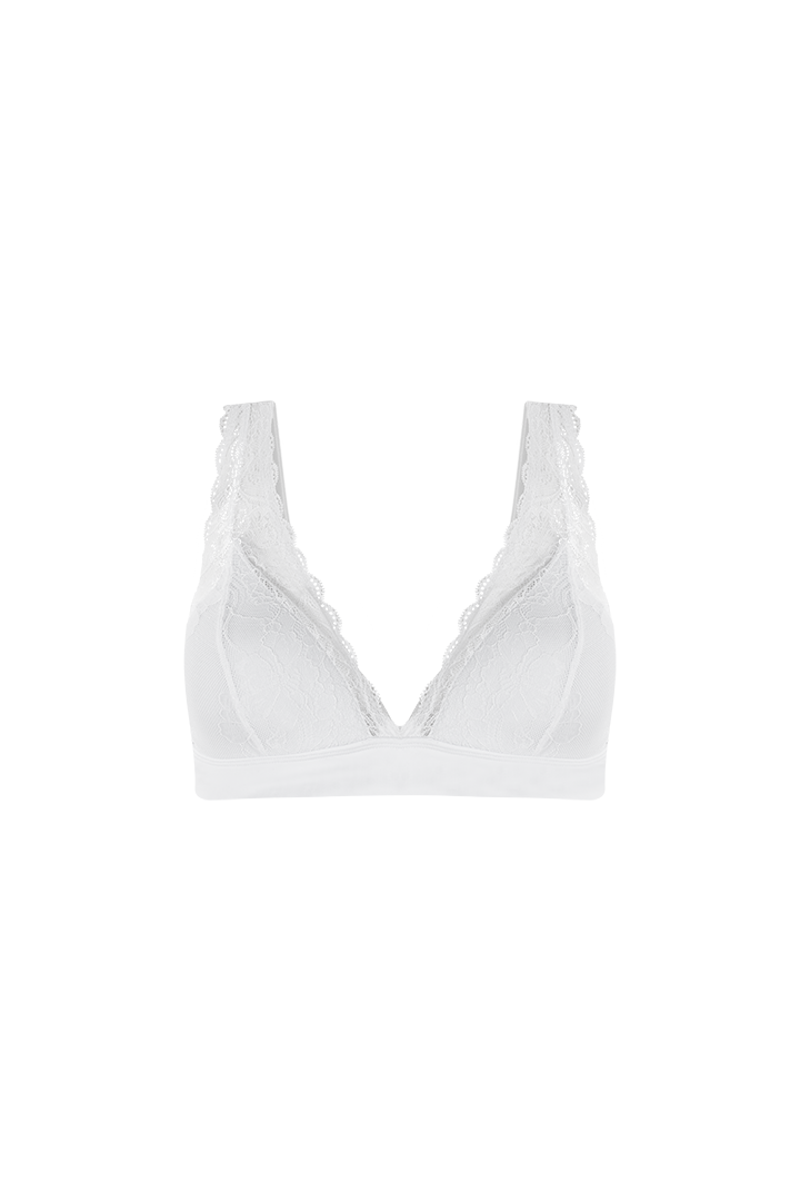 Vista frontal del bralette de microfibra con cargaderas ajustables