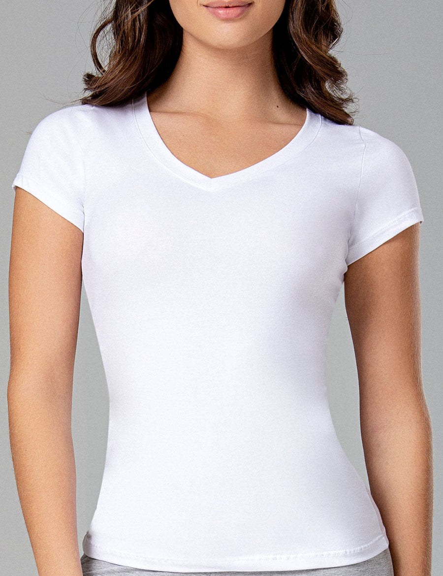 Playera Cuello V Playeras De Algodon Para Mujer Playera Blanca