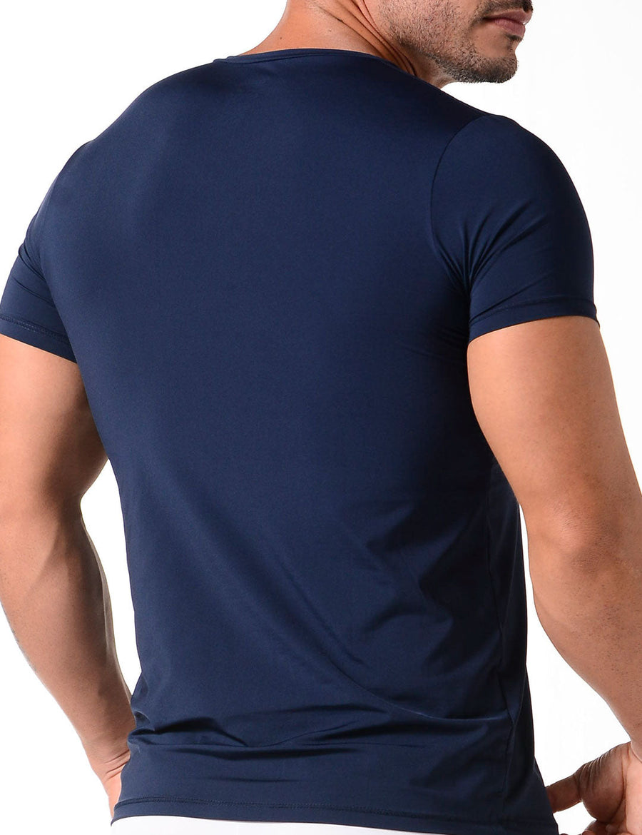 Camiseta cuello V unicolor de microfibra premium Geordi (3987)