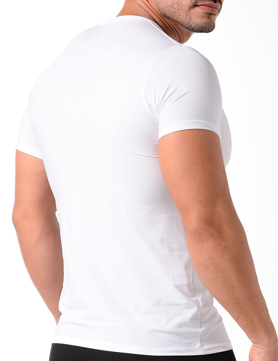 Camiseta cuello V unicolor de microfibra premium Geordi (3987)